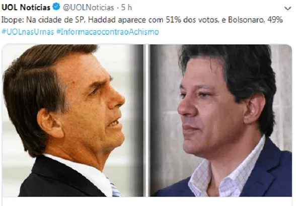 Ibope: Haddad vira na cidade de São Paulo (51 a 49)