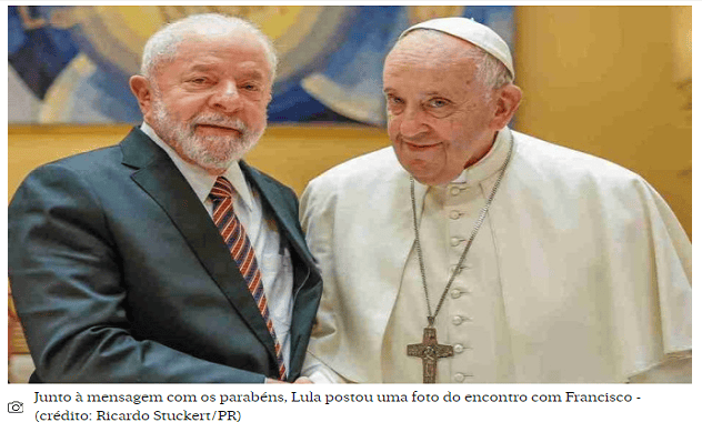 Lula parabeniza papa Francisco pelos 87 anos: “Liderança