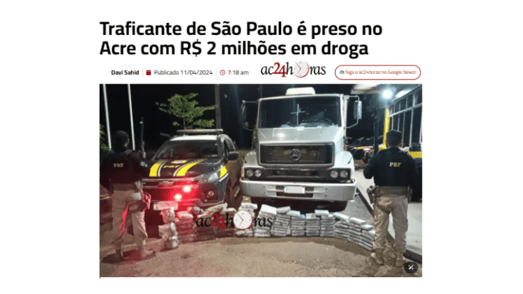 Traficante usa helicóptero. Caminhão é pra pobre