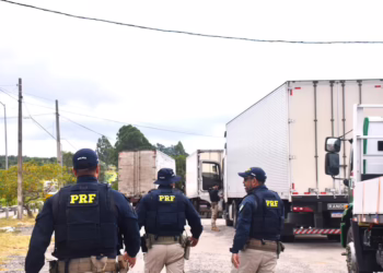 Viajando com filha de 7 anos por longas horas sem descanso, caminhoneiro é autuado pelo porte de rebites na BR-116