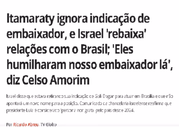 Brasil dá o troco a Israel